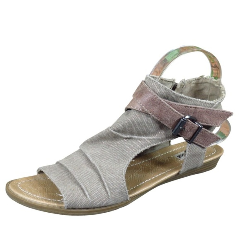 Not Rated Womens Ankle Strap Sandals Size 7.5 Taupe Fabric Casual Summer Flats